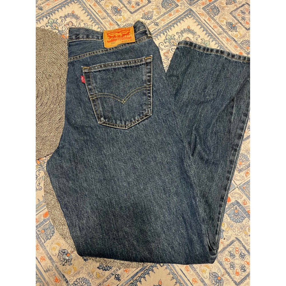 Levi 550 Relaxed Fit Jean Mens 34x32 Medium Wash Blue Denim Tapered Leg 550-0216